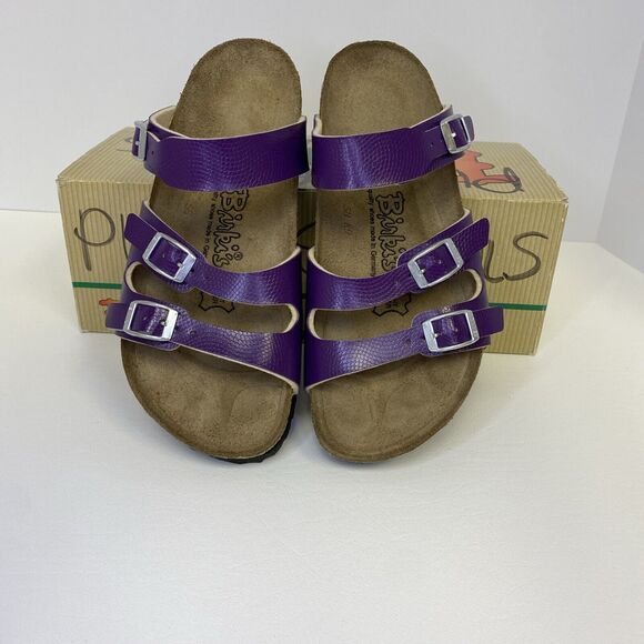 Birkenstock Birki’s Havanna Purple Birko-Flor 3 Strap Sandal US 5.5-6 EU 36 - Picture 1 of 11